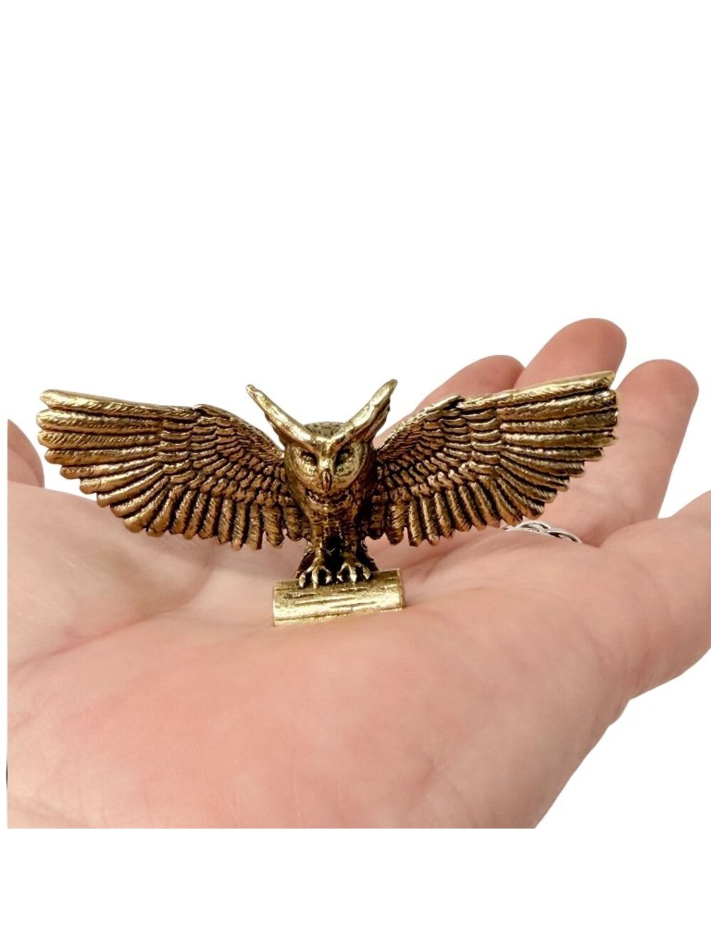 Brass Owl Spirit Animal Figurine Wisdom Protection Intuition Altar Totem